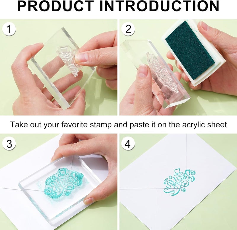 Whaline 5 Sheet St. Patrick's Day Clear Stamps Wreath Shamrock Lucky Words Silicone Transparent Stamps Border Stamp Cards for Irish DIY Crafts Card Making Scrapbooking Embossing Album Decor - Image 3